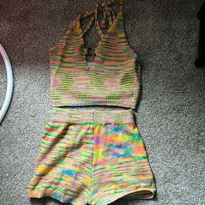 Rainbow halter two-piece set